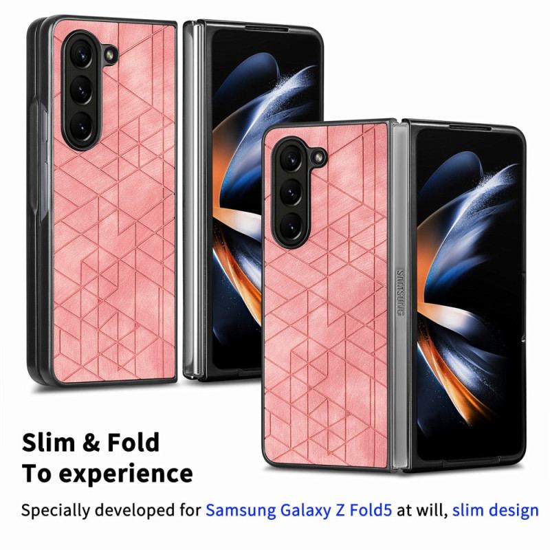 Skal För Samsung Galaxy Z Fold 5 Geometriska Mönster I Konstläder