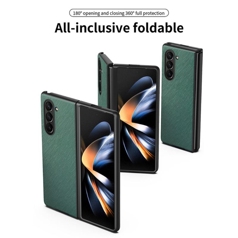 Skal Samsung Galaxy Z Fold 5 Telefonfodral Läderstil Med Vävd Effekt