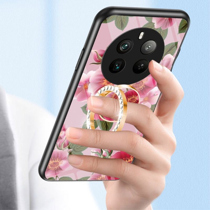 Skal Realme 12 Pro / 12 Pro Plus Blommig Ring-hållare I Härdat Glas