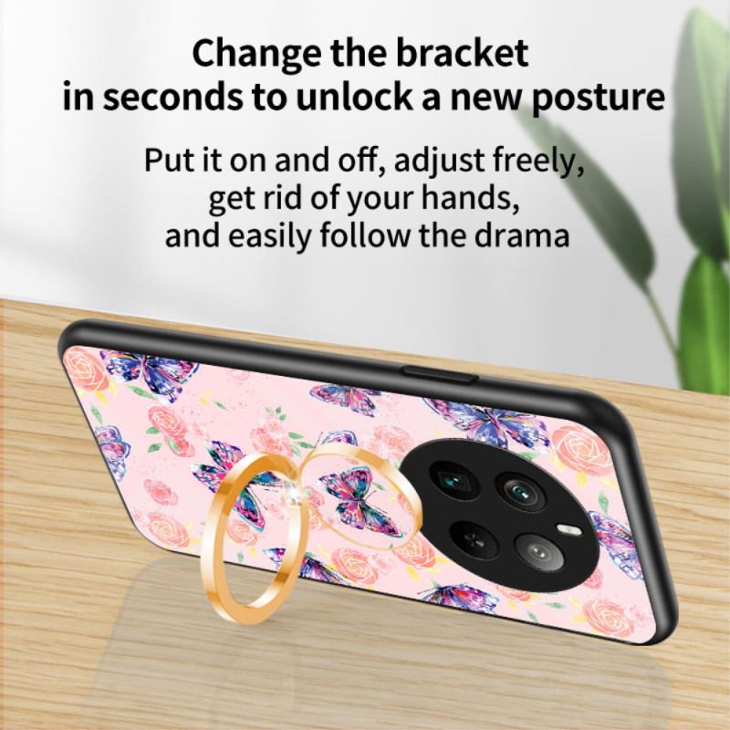 Skal Realme 12 Pro / 12 Pro Plus Ring-support Butterfly Series I Härdat Glas