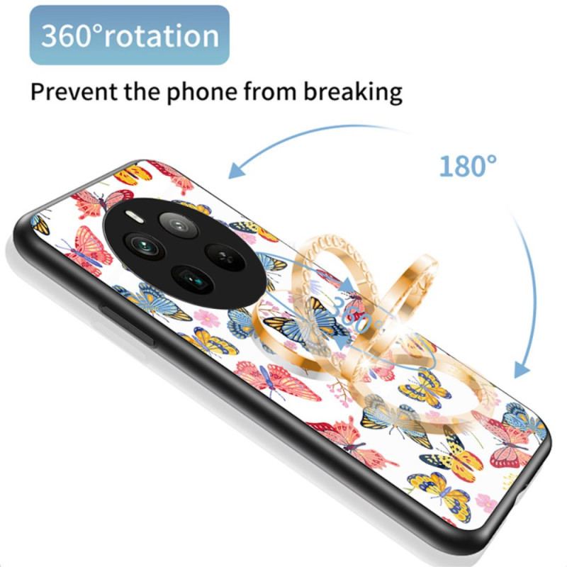 Skal Realme 12 Pro / 12 Pro Plus Ring-support Butterfly Series I Härdat Glas