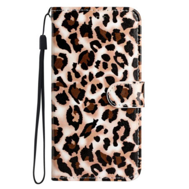 Folio-fodral Moto G73 5G Med Kedjar Strappy Leopardtryck