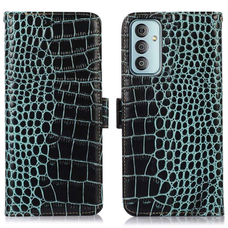 Fodral För Samsung Galaxy M13 Croco Look Äkta Läder