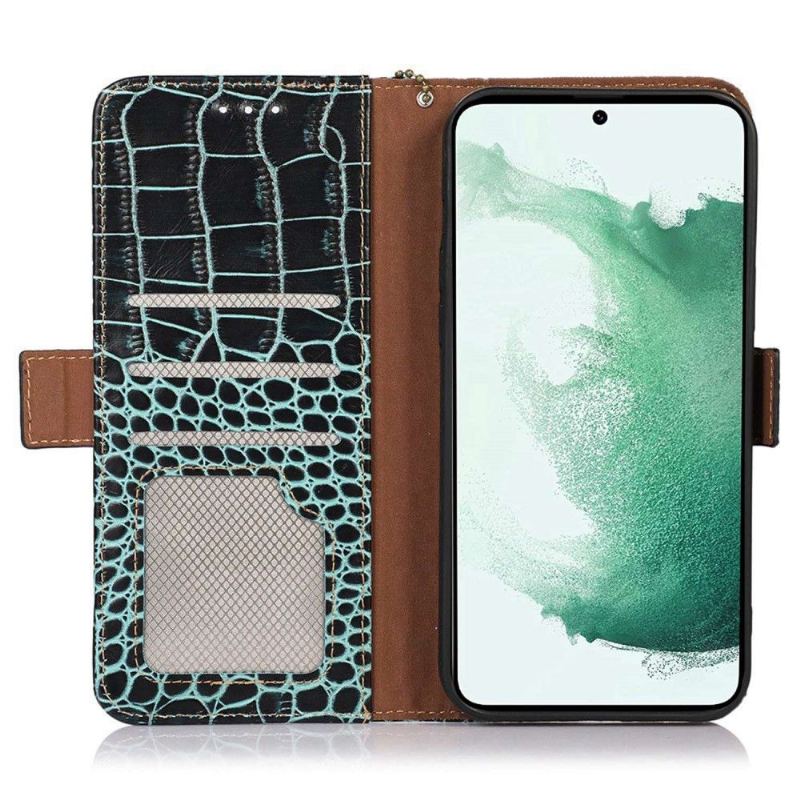 Fodral För Samsung Galaxy M13 Croco Look Äkta Läder