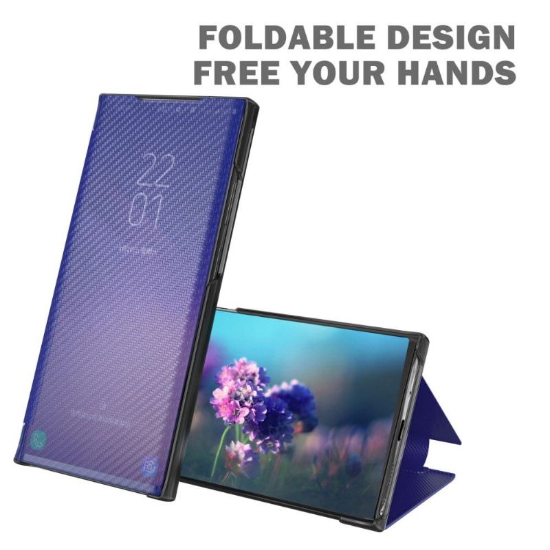 Läderfodral För Samsung Galaxy S22 Plus 5G Fallskydd Folio-fodral Kolfiber