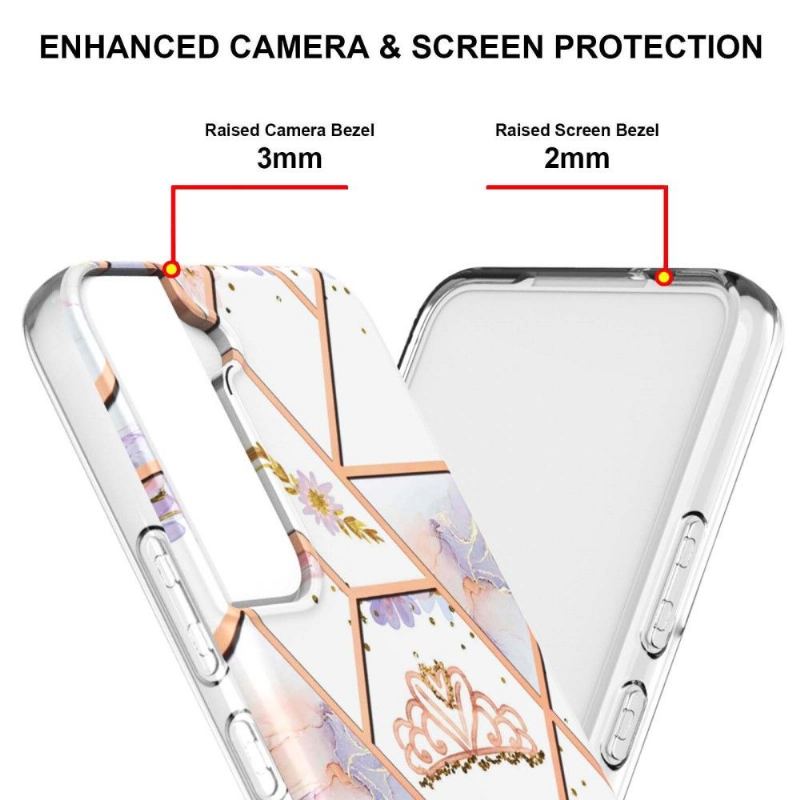 Skal För Samsung Galaxy S22 Plus 5G Bedrijf Marmor Och Krona