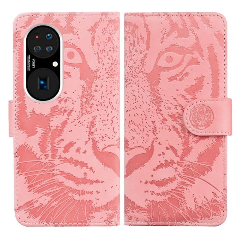 Folio-fodral För Huawei P50 Pro Fallskydd Präglad Tiger