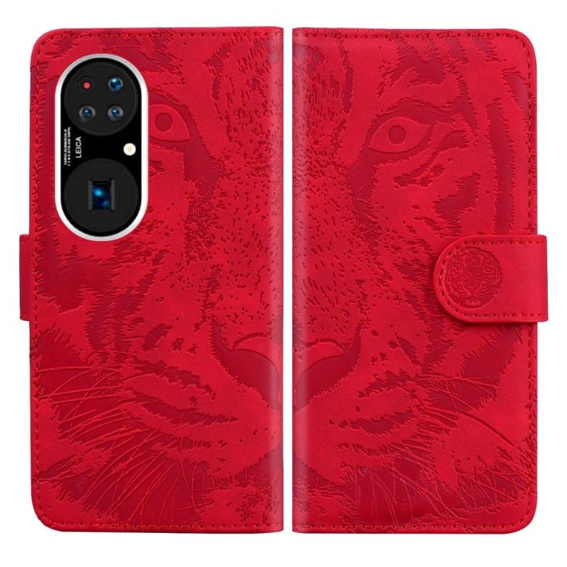 Folio-fodral För Huawei P50 Pro Fallskydd Präglad Tiger