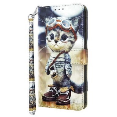 Läderfodral Poco C61 Telefonfodral Aviator Cat Med Rem