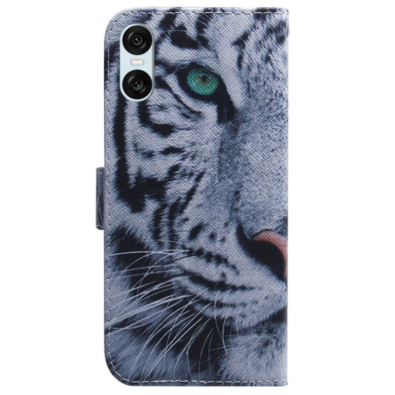 Läderfodral Sony Xperia 10 Vi Telefonfodral Vit Tiger