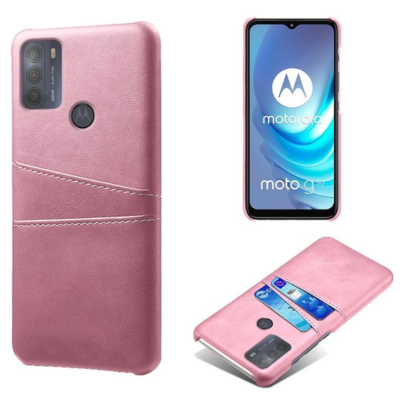 Skal För Motorola Moto G50 Hemming Melody Leather Effekt Korthållare