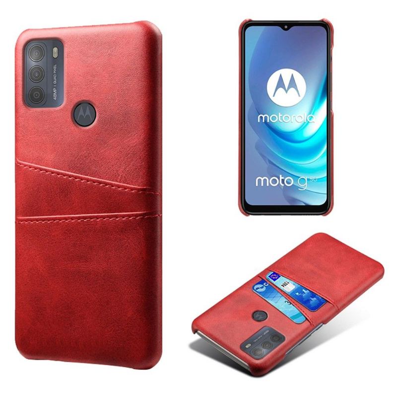 Skal För Motorola Moto G50 Hemming Melody Leather Effekt Korthållare