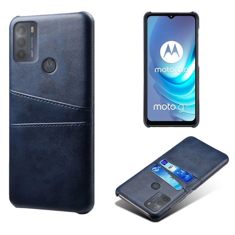 Skal För Motorola Moto G50 Hemming Melody Leather Effekt Korthållare