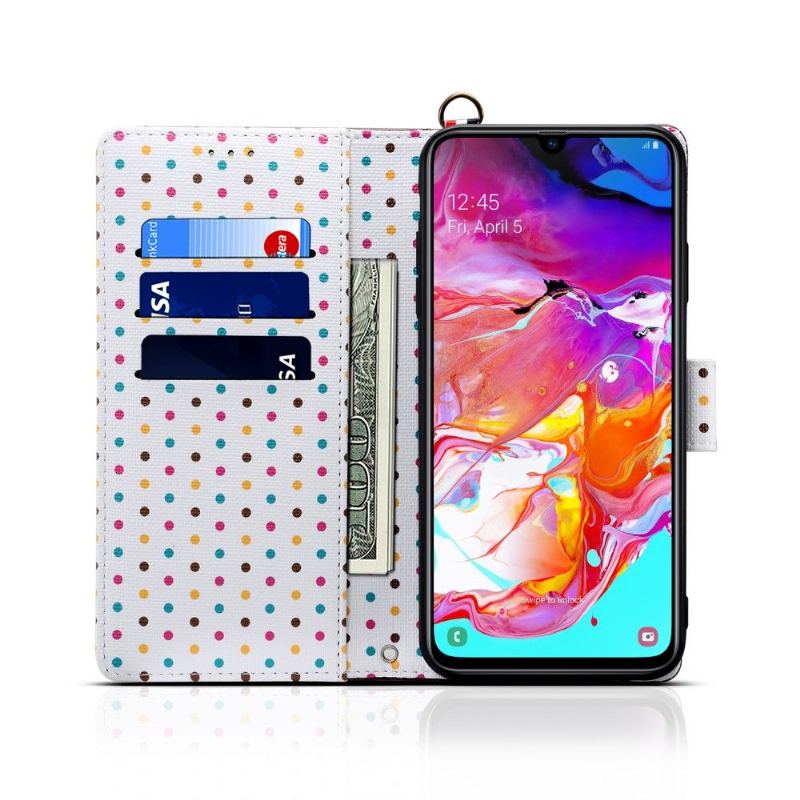 Fodral Case För Samsung Galaxy A70 Fallskydd Vintage Polka Dots