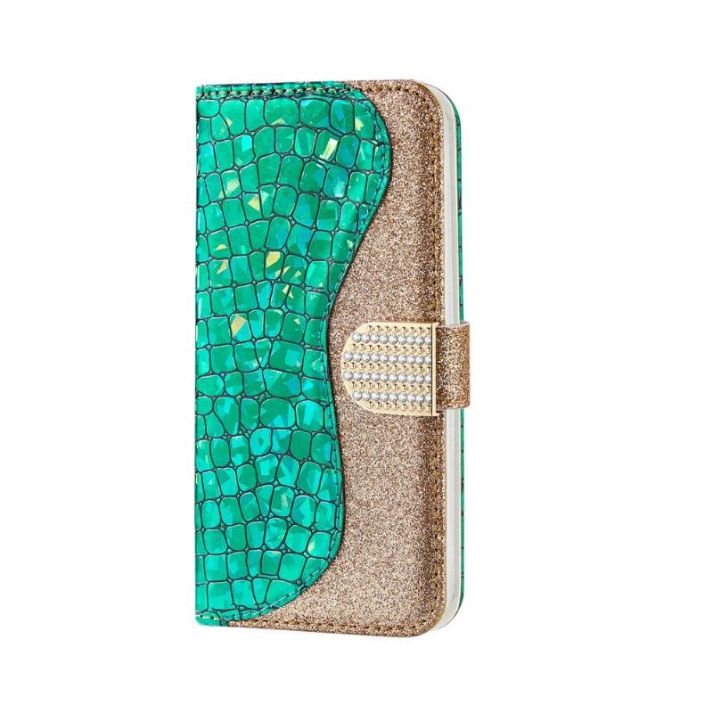 Fodral För Samsung Galaxy A70 Hemming Glamour Croc-effekt