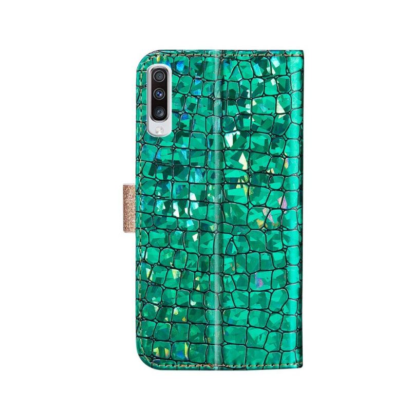 Fodral För Samsung Galaxy A70 Hemming Glamour Croc-effekt