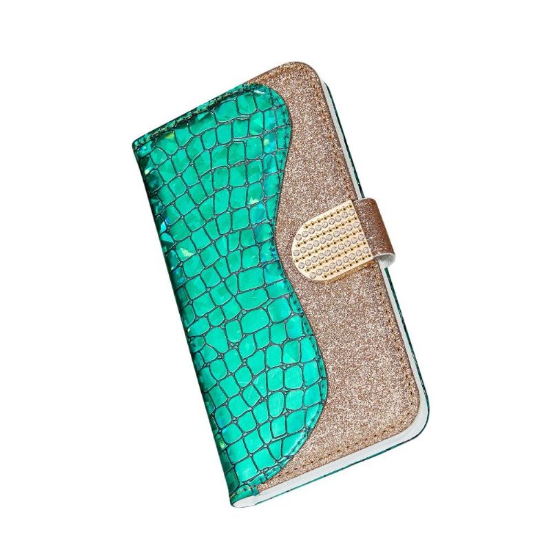 Fodral För Samsung Galaxy A70 Hemming Glamour Croc-effekt