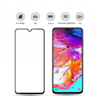 Läderfodral För Samsung Galaxy A70 Skyddsfodral Skärmskydd I Härdat Glas I Full Storlek - Svart