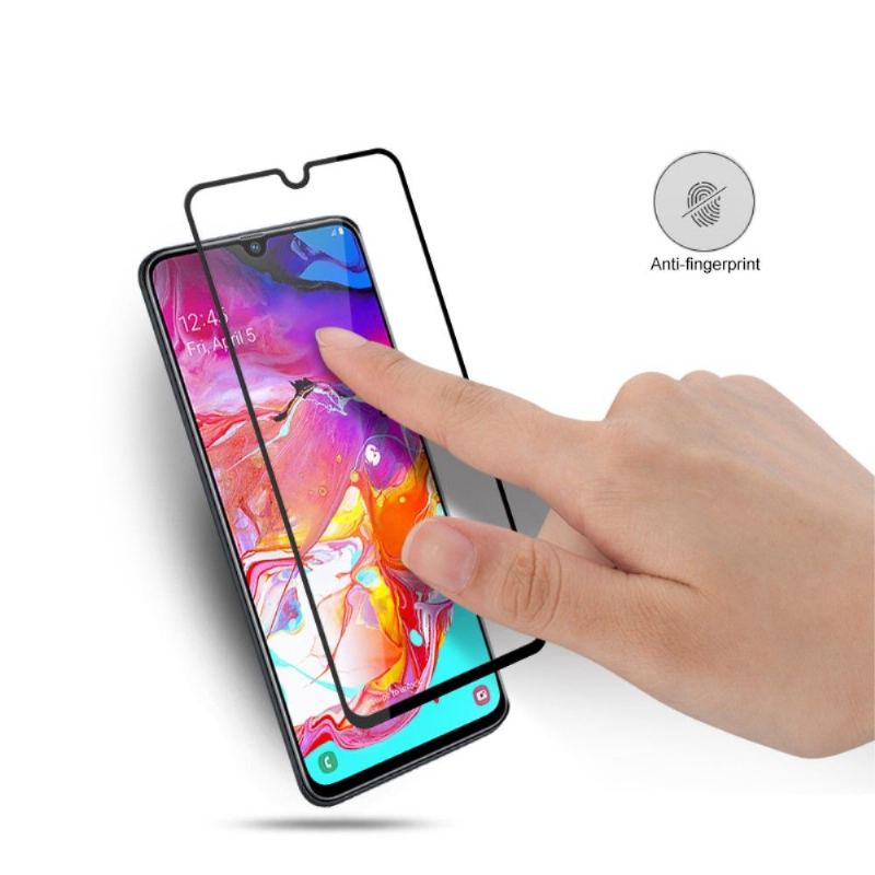 Läderfodral För Samsung Galaxy A70 Skyddsfodral Skärmskydd I Härdat Glas I Full Storlek - Svart