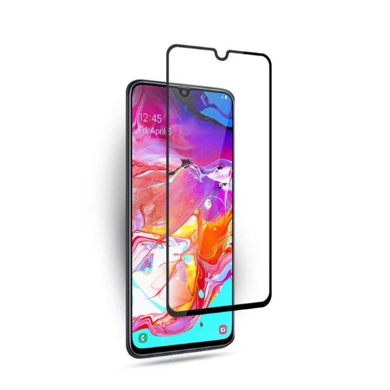 Läderfodral För Samsung Galaxy A70 Skyddsfodral Skärmskydd I Härdat Glas I Full Storlek - Svart