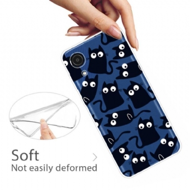 Skal För Samsung Galaxy A03 Core Hemming Svarta Katter Illustration