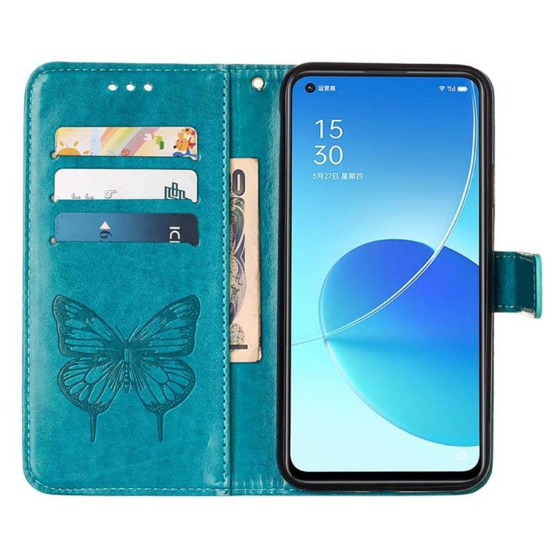 Fodral För Oppo Reno 6 5G Korthållare För Fjärilsblomma