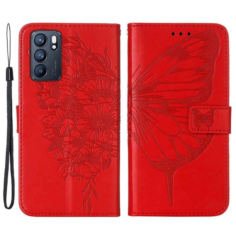 Fodral För Oppo Reno 6 5G Korthållare För Fjärilsblomma