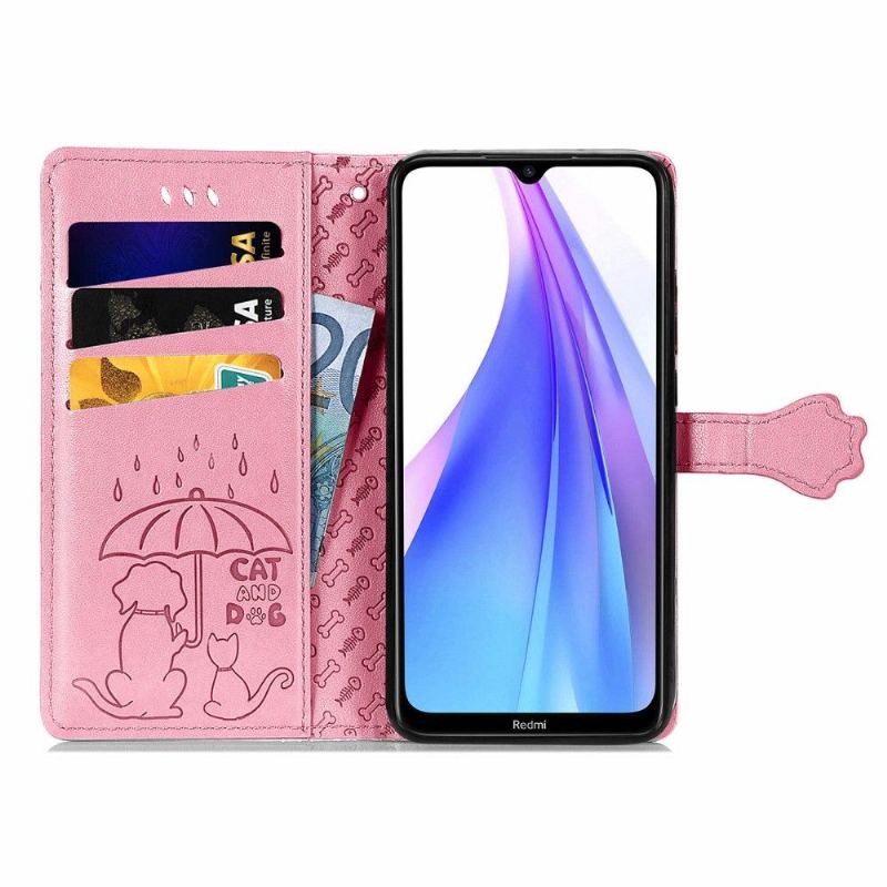 Läderfodral För Xiaomi Redmi Note 8T Lädereffekt Av Präglat Djur