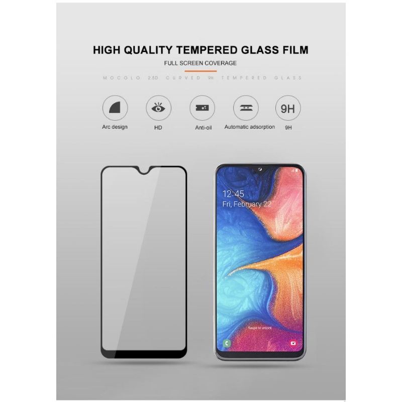 Samsung Galaxy A20E - Skärmskydd I Härdat Glas I Full Storlek - Svart