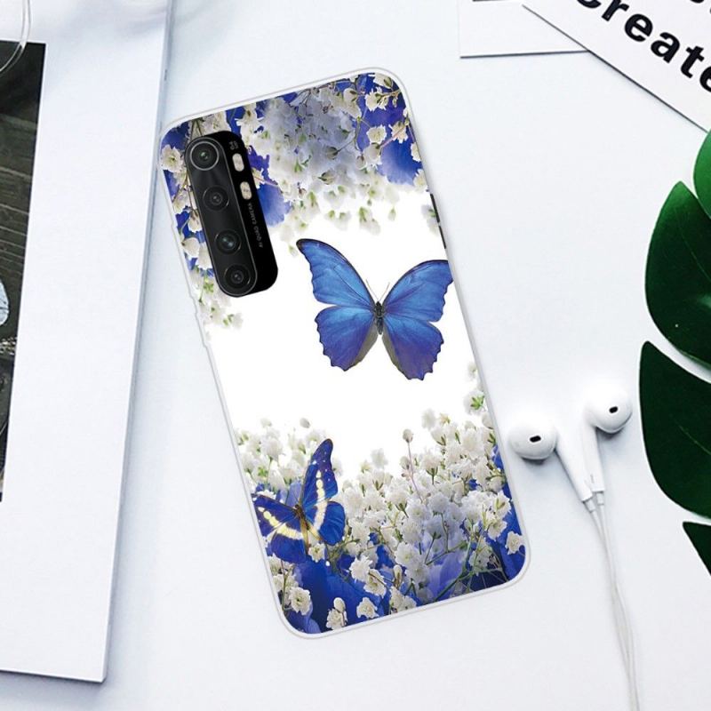 Skal För Xiaomi Mi Note 10 Lite Blå Blommor Och Fjärilar