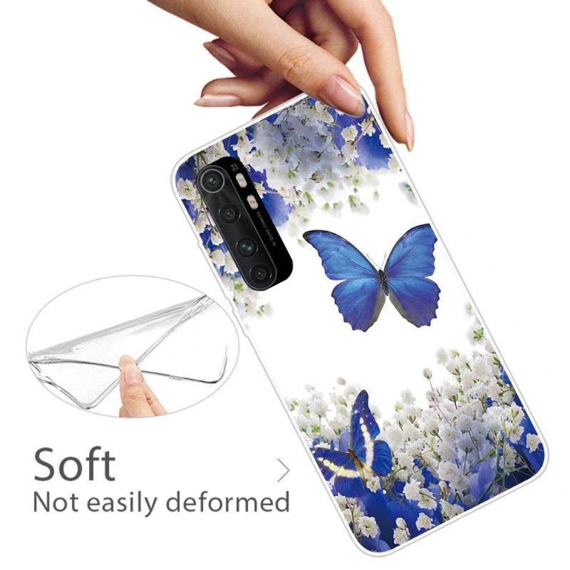 Skal För Xiaomi Mi Note 10 Lite Blå Blommor Och Fjärilar