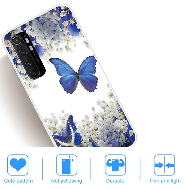 Skal För Xiaomi Mi Note 10 Lite Blå Blommor Och Fjärilar