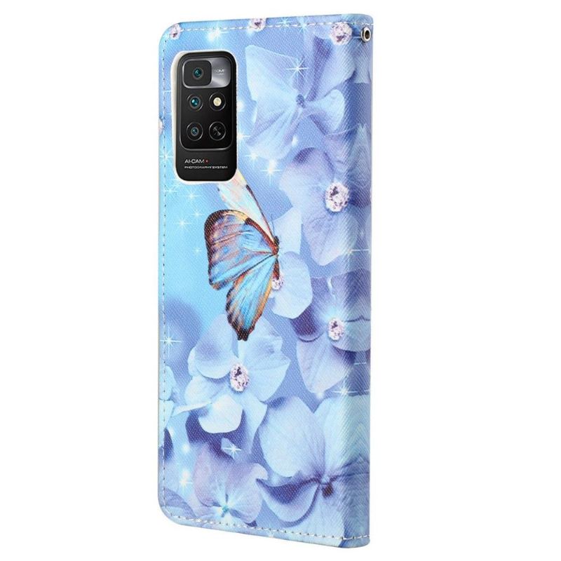 Folio-fodral För Xiaomi Redmi Note 11 / Note 11S Fjäril Och Blå Blommor