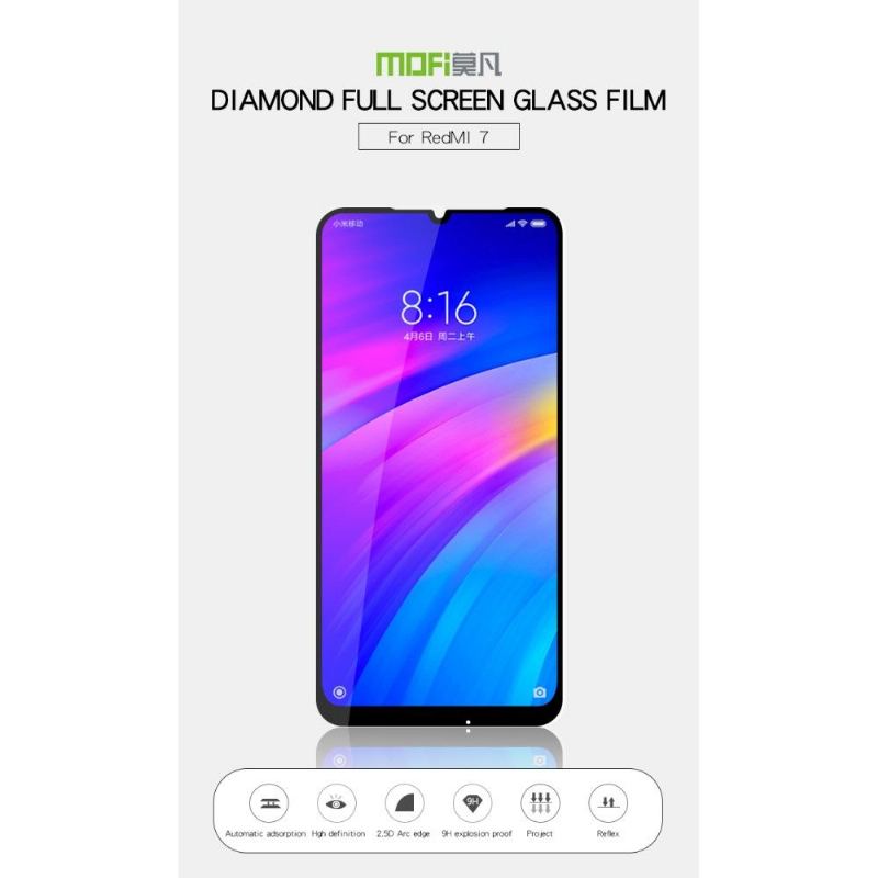 Xiaomi Redmi 7 - Skärmskydd Av Härdat Glas I Full Storlek - Svart