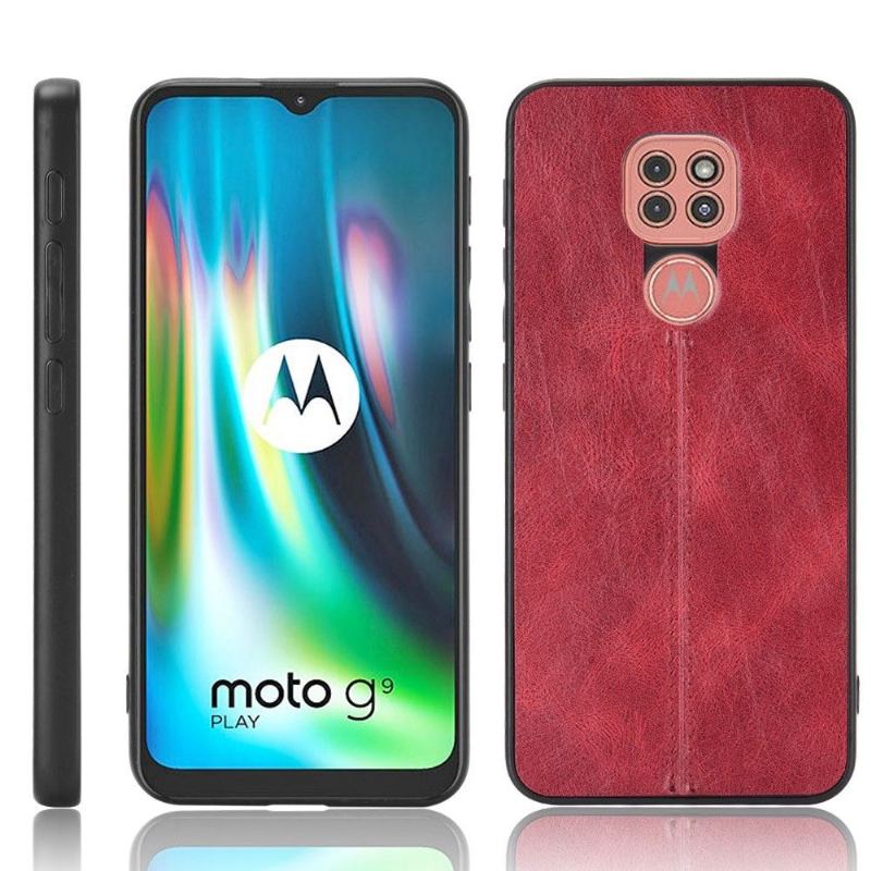 Skal För Motorola Moto G9 Play Hemming Lädereffekt