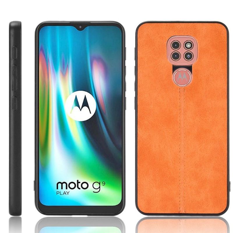 Skal För Motorola Moto G9 Play Hemming Lädereffekt