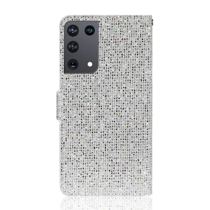 Läderfodral För Samsung Galaxy S21 Ultra 5G Glitterkorthållare