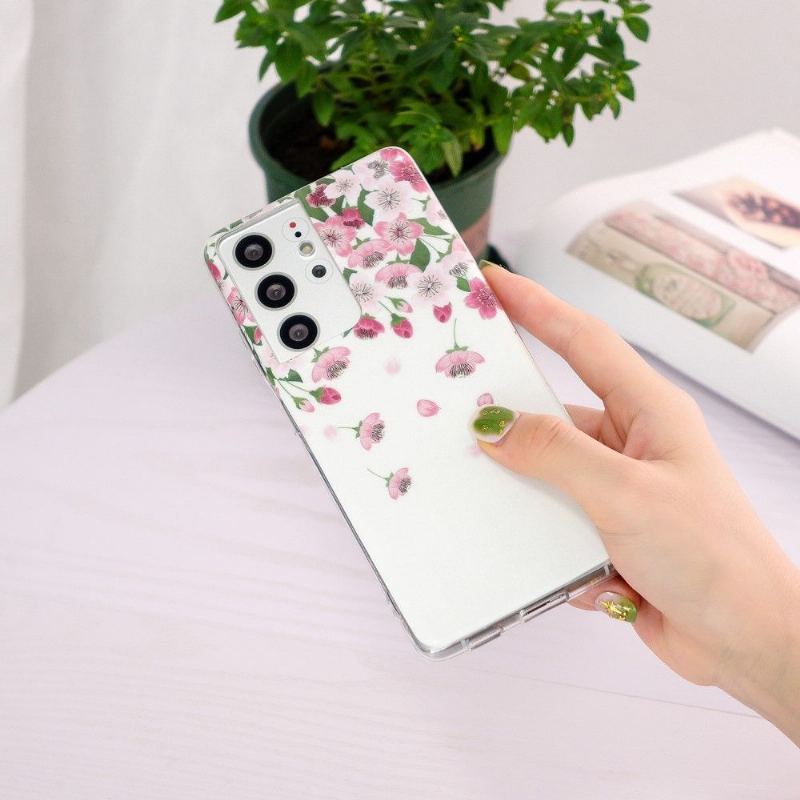 Skal För Samsung Galaxy S21 Ultra 5G Bedrijf Fluorescerande Blommor