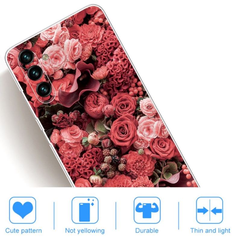 Skal För Samsung Galaxy A13 5G Hemming Röd Blomma