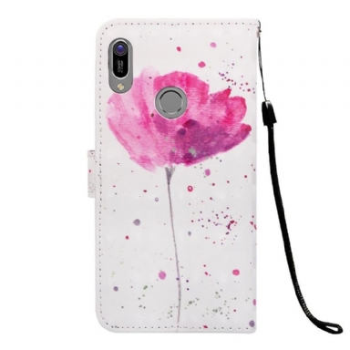 Fodral För Huawei Y6 2019 Hemming Med Kedjar Rosa Blomma