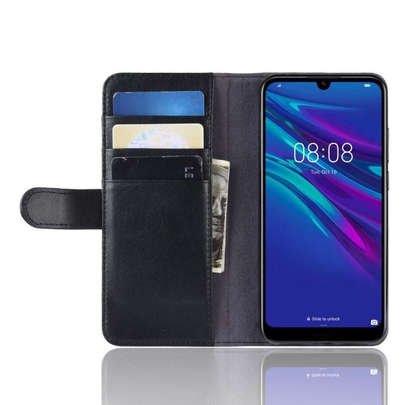 Fodral För Huawei Y6 2019 Premium Läder - Svart