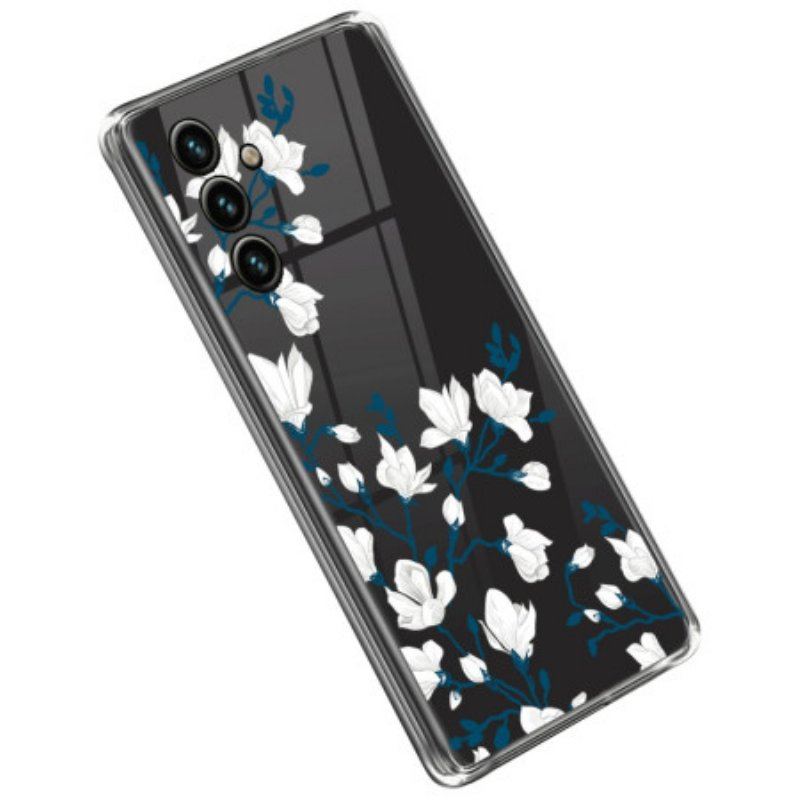 Skal Samsung Galaxy A14 / A14 5G Sömlösa Vita Blommor