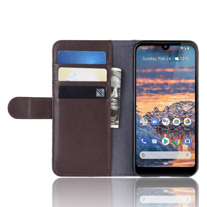 Fodral Case För Nokia 4.2 Fallskydd Plånboksfodral Premiumläder - Brun