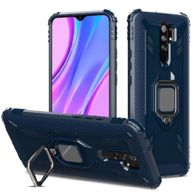 Skal För Xiaomi Redmi 9 Carbon Look Med Stödring