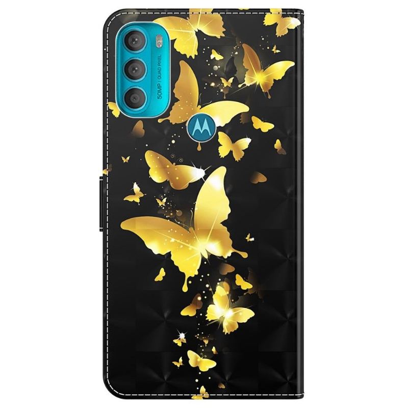 Fodral För Motorola Moto G71 5G Hemming Illustration Av Gyllene Fjärilar