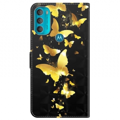 Fodral För Motorola Moto G71 5G Hemming Illustration Av Gyllene Fjärilar