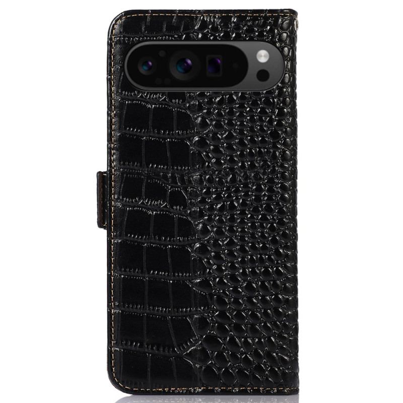 Läderfodral Google Pixel 9 Pro Xl Telefonfodral Crocodile Style Läder