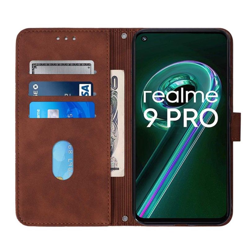 Folio-fodral För Realme 9 Pro Plus Fallskydd Lädereffekt Med Geometrisk Design