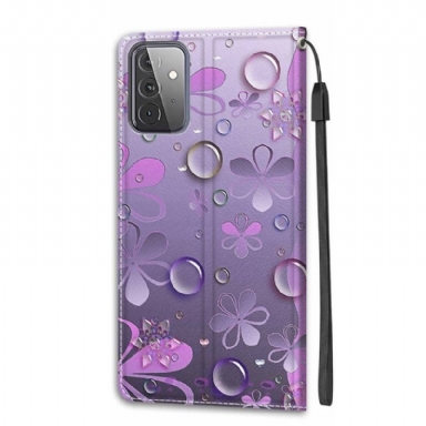 Fodral För Samsung Galaxy A72 4G / A72 5G Hemming Violett Blommor Illustration