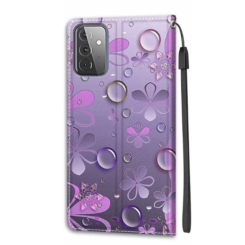 Fodral För Samsung Galaxy A72 4G / A72 5G Hemming Violett Blommor Illustration